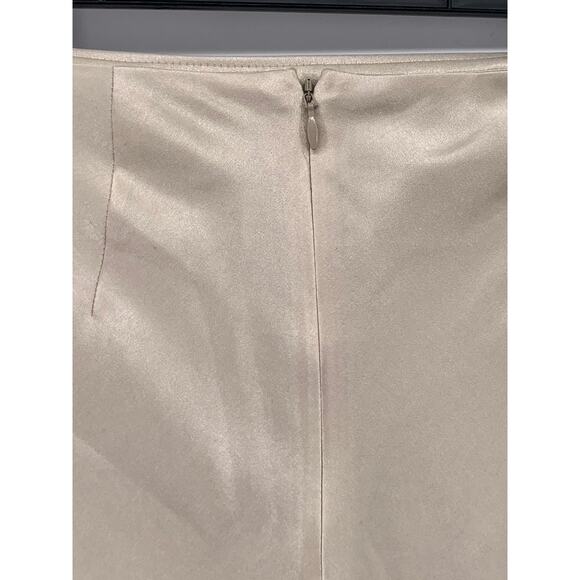 NATURAL BEAUTY BASIC Women’s Beige Shiny Lightweight A-Line Midi Skirt SZ XS - Picture 7 of 10